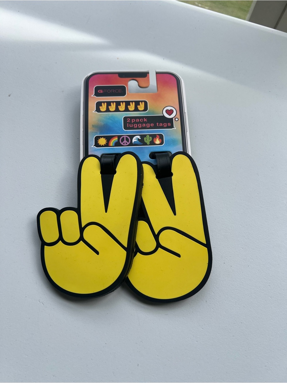 G/FORE Yellow Peace Hand Silicone Luggage Tags - 2 Pack